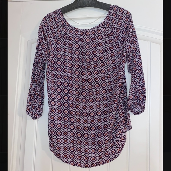 Purple patterned blouse with tassels size small - Picture 2 of 2